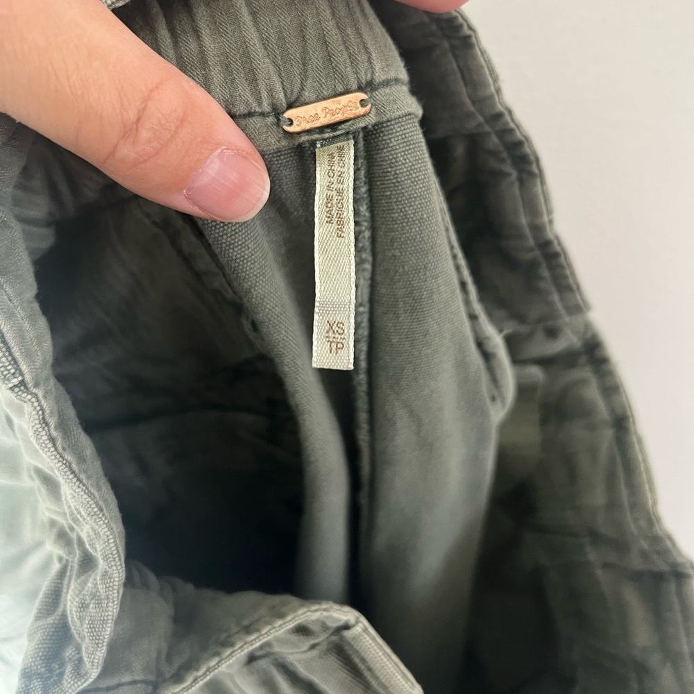 Free People Margate Pleated Paperbag Tie Waist Sugar Kelp Green Trouser Size XS - Picture 7 of 10
